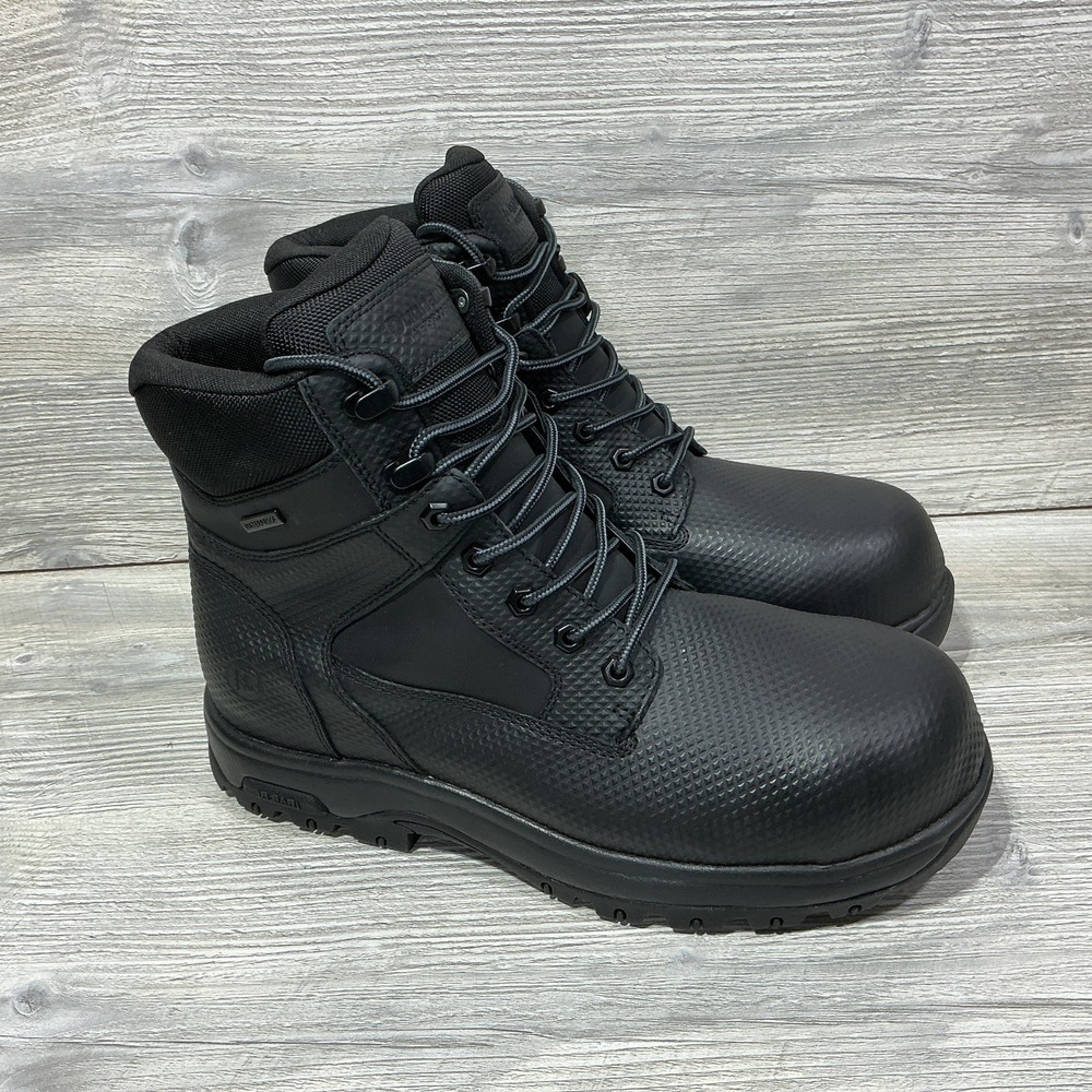 Dunham 8000Works Black Waterproof Work Boots Men's 10 6E Wide Oil Resistant NEW